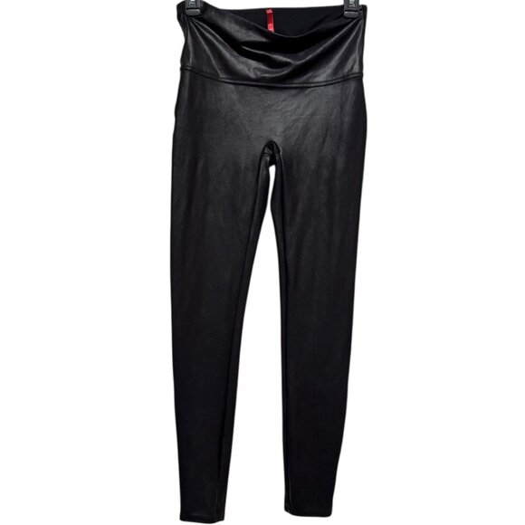 SPANX Faux Leather Womens Size Large Black Leggings Style 2437 - Picture 3 of 11